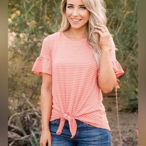 Orange white stripe top